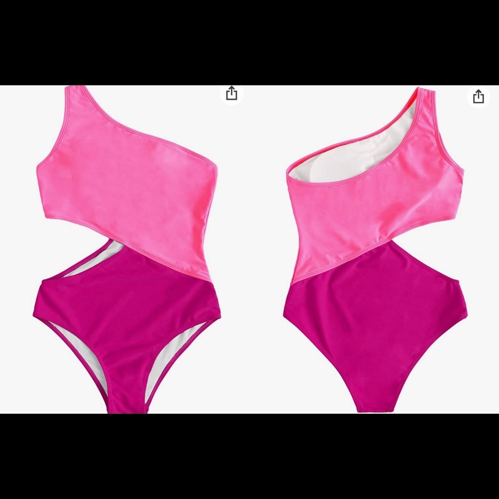 Hot pink/fuchsia One Piece Swimming Suit